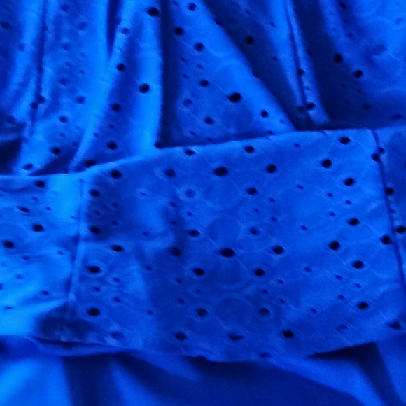 Chic Blue Eyelet Midi Dress - Picture 4 of 6